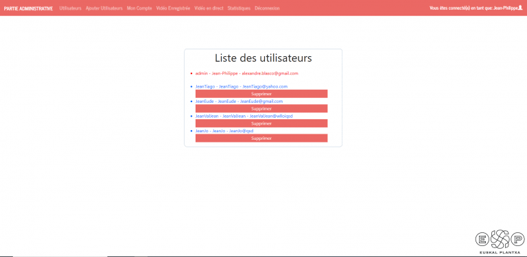 Liste utilisateur du site
